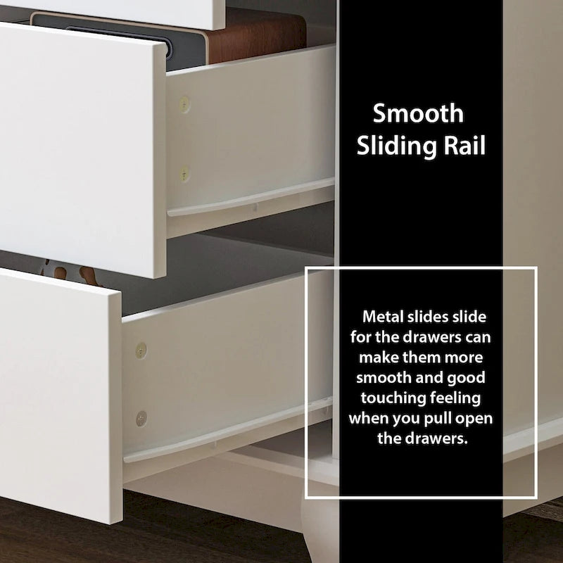 55-Inch Wide White Lacquer 10-Drawer Storage Dresser
