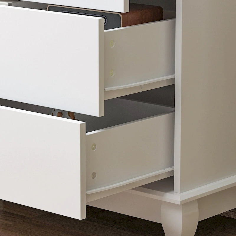 55-Inch Wide White Lacquer 10-Drawer Storage Dresser