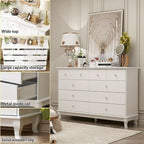55-Inch Wide White Lacquer 10-Drawer Storage Dresser