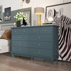 55-Inch Wide White Lacquer 10-Drawer Storage Dresser