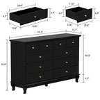 55-Inch Wide White Lacquer 10-Drawer Storage Dresser