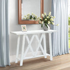 Farmhouse White Console Entry Table, 32.5H x 47.9W x 15D