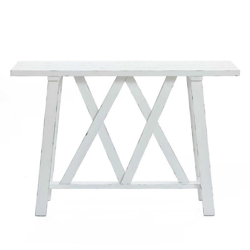 Farmhouse White Console Entry Table, 32.5H x 47.9W x 15D