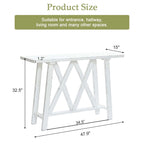 Farmhouse White Console Entry Table, 32.5H x 47.9W x 15D