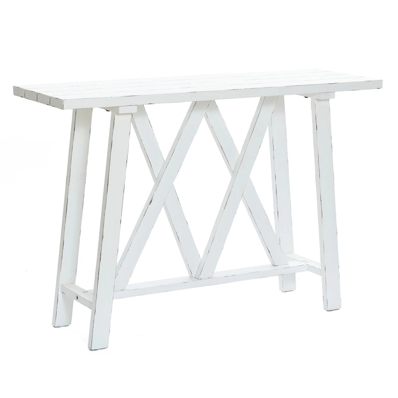 Farmhouse White Console Entry Table, 32.5H x 47.9W x 15D