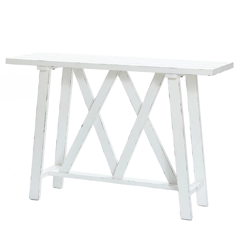Farmhouse White Console Entry Table, 32.5H x 47.9W x 15D