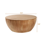 Vintage Barrel-Shaped Wood Coffee Table with Hidden Storage
