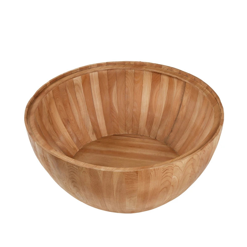Vintage Barrel-Shaped Wood Coffee Table with Hidden Storage