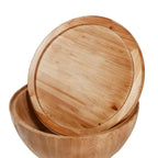 Vintage Barrel-Shaped Wood Coffee Table with Hidden Storage