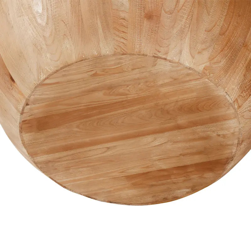 Vintage Barrel-Shaped Wood Coffee Table with Hidden Storage