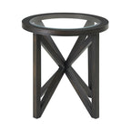 Sleek Tempered Glass Coffee Table with Solid Wood Base