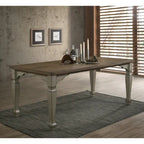 Antique Gray and Dark Oak Finished Wood Dining Table