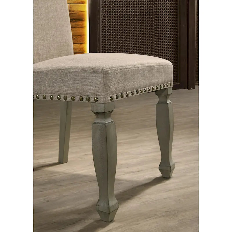Antique Gray and Dark Oak Finished Wood Dining Table