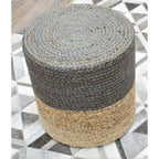 Handcrafted Round Jute Pouf Ottoman