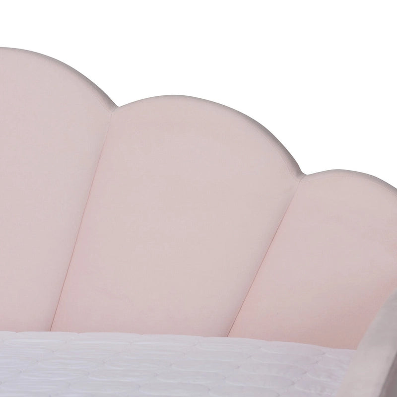 Light Pink Velvet Upholstered Queen Size Daybed with Trundle