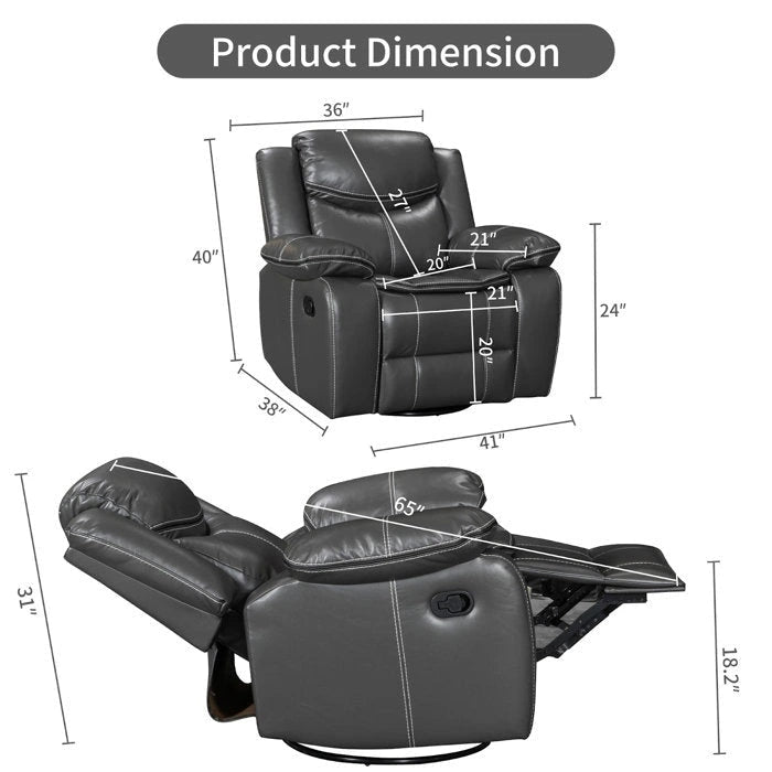360° Swivel Rocking Recliner Chair with Padded Armrests