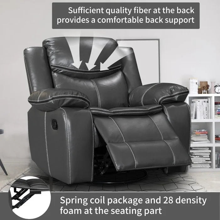 360° Swivel Rocking Recliner Chair with Padded Armrests