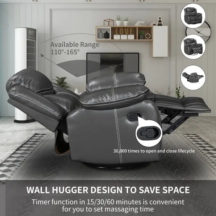 360° Swivel Rocking Recliner Chair with Padded Armrests