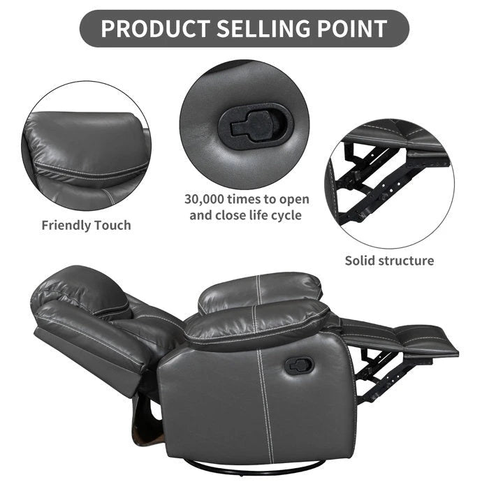 360° Swivel Rocking Recliner Chair with Padded Armrests