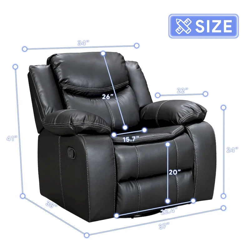 360° Swivel Rocking Recliner Chair with Padded Armrests