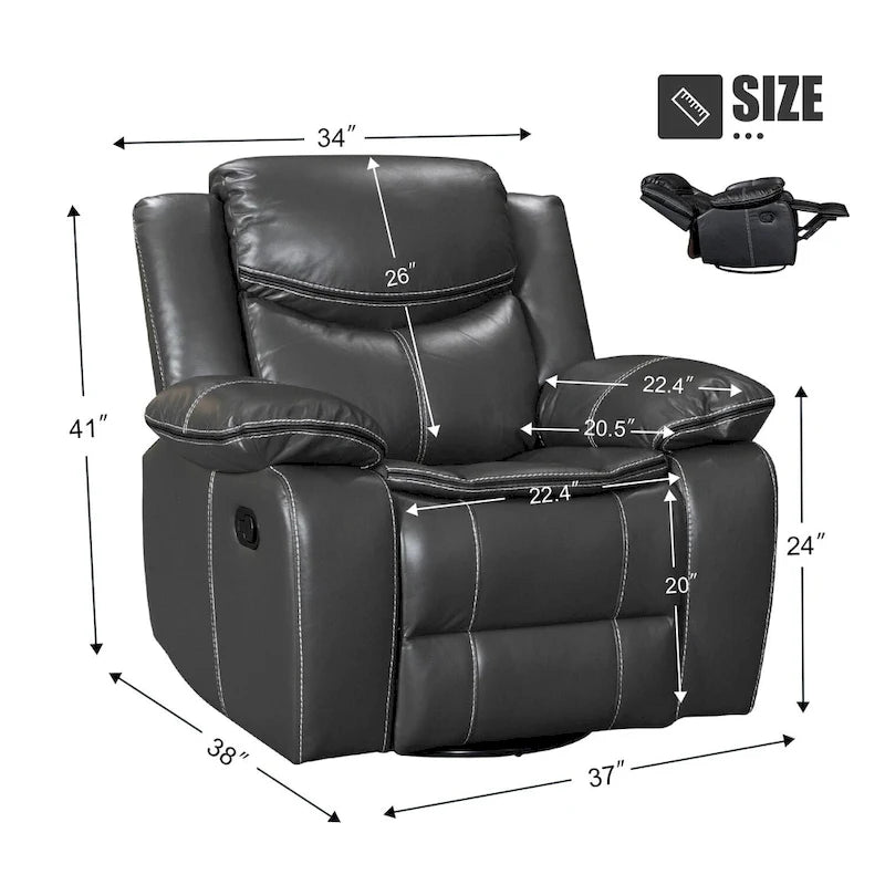 360° Swivel Rocking Recliner Chair with Padded Armrests