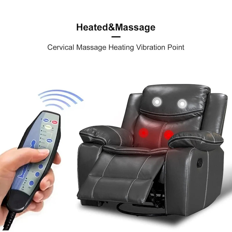 360° Swivel Rocking Recliner Chair with Padded Armrests