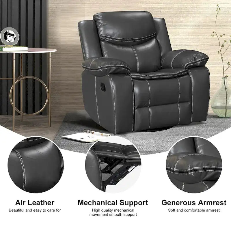 360° Swivel Rocking Recliner Chair with Padded Armrests