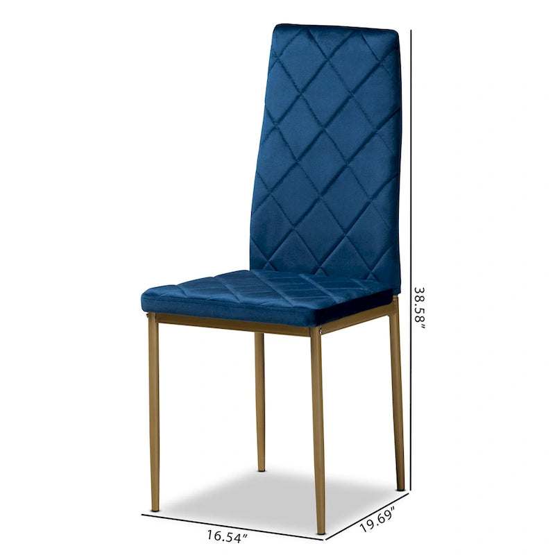 Blaise Modern Luxe and Glam 4-Piece Velvet and Metal Dining Chair Set