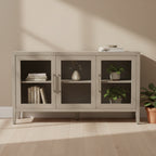Wood Storage Cabinet with Three tempered glass doors