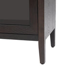 Wood Storage Cabinet with Three Tempered Glass Doors