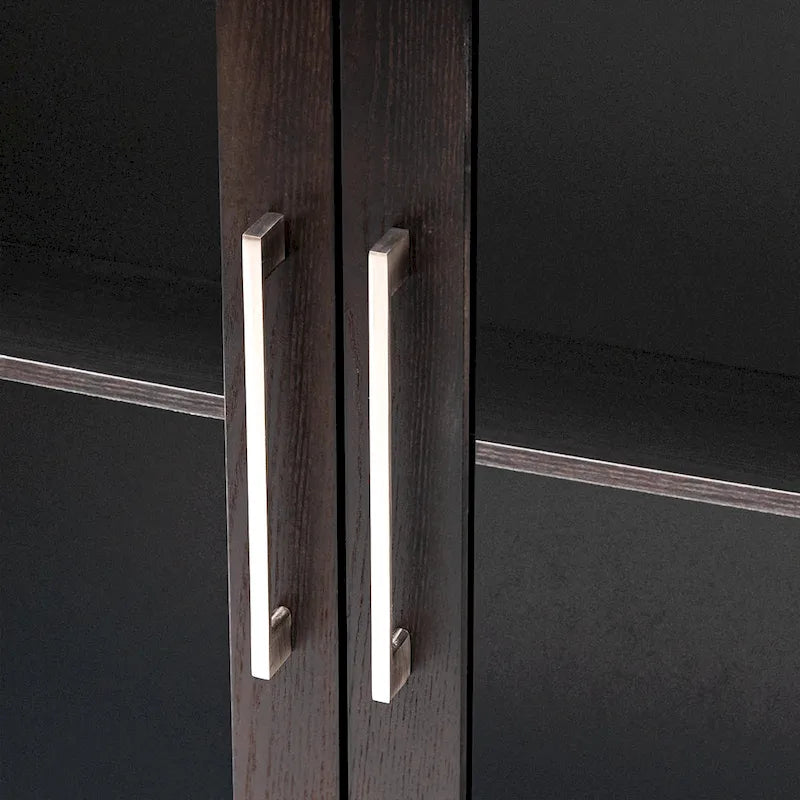 Wood Storage Cabinet with Three Tempered Glass Doors