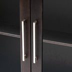 Wood Storage Cabinet with Three Tempered Glass Doors