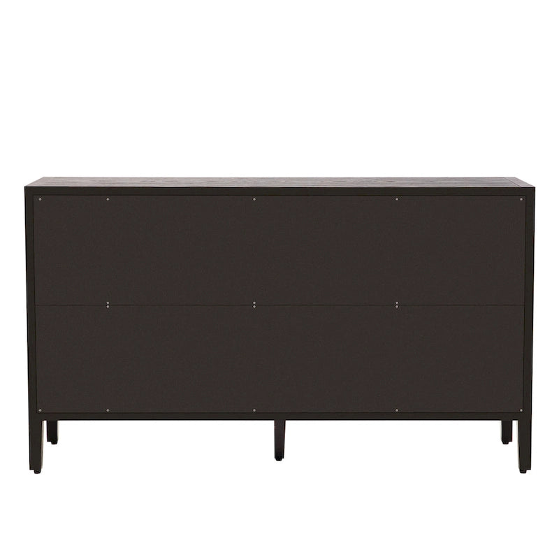Wood Storage Cabinet with Three Tempered Glass Doors