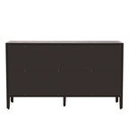 Wood Storage Cabinet with Three Tempered Glass Doors