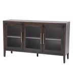 Wood Storage Cabinet with Three Tempered Glass Doors