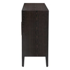 Wood Storage Cabinet with Three Tempered Glass Doors