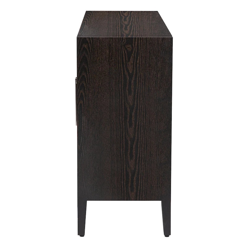 Wood Storage Cabinet with Three Tempered Glass Doors