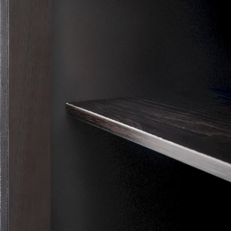 Wood Storage Cabinet with Three Tempered Glass Doors