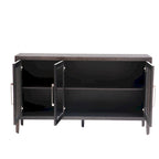 Wood Storage Cabinet with Three Tempered Glass Doors