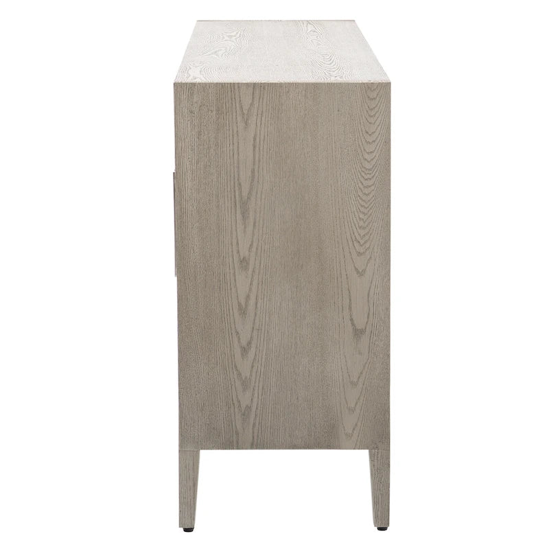 Wood Storage Cabinet with Three Tempered Glass Doors