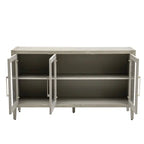 Wood Storage Cabinet with Three Tempered Glass Doors