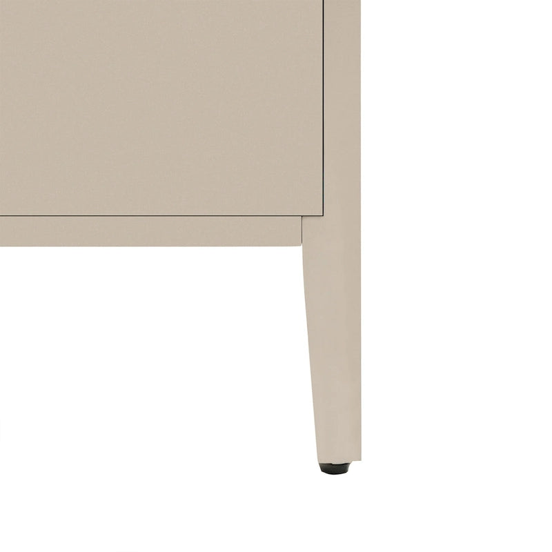 Wood Storage Cabinet with Three Tempered Glass Doors