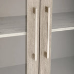 Wood Storage Cabinet with Three Tempered Glass Doors