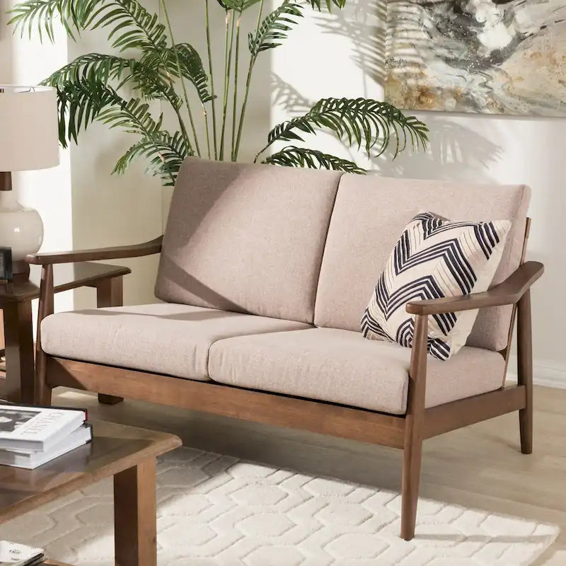 Mid-Century Modern Upholstered Loveseat