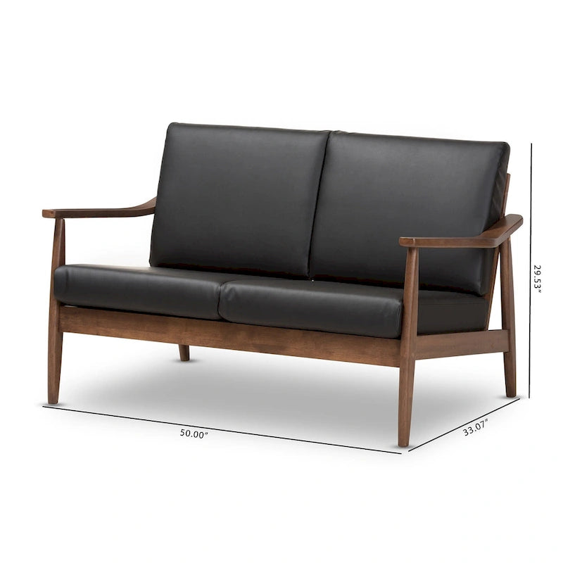 Mid-Century Modern Upholstered Loveseat