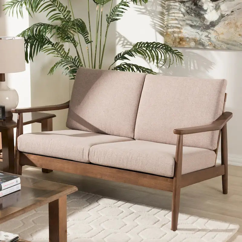 Mid-Century Modern Upholstered Loveseat
