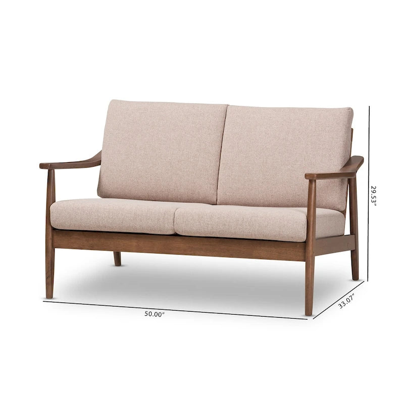 Mid-Century Modern Upholstered Loveseat