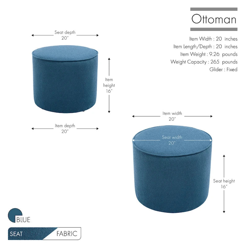 Fabric Round Ottoman Coffee Table