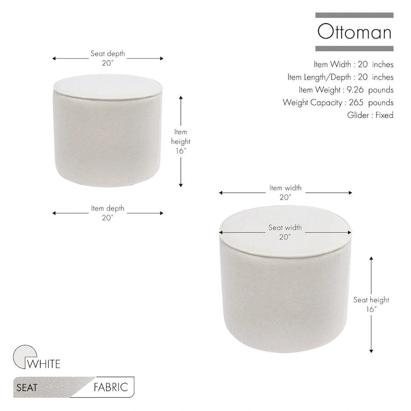 Fabric Round Ottoman Coffee Table
