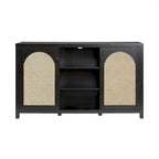 58-Inch 2-Door Sideboard with Arched Rattan Panel Doors